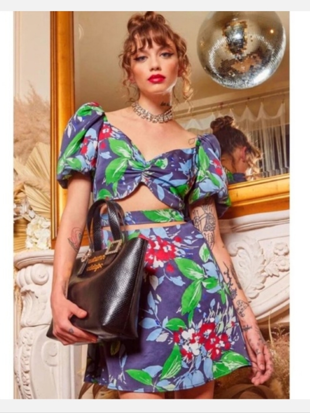Autumn Adeigbo Alyssa Cut out Mini Floral Spring  Dress
